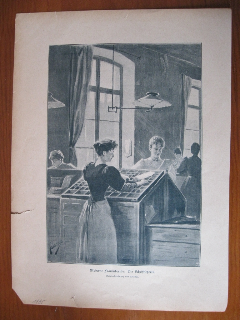 Profesiones de mujeres modernas:Tipógrafas, 1895. Colanus